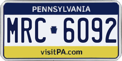 PA license plate MRC6092