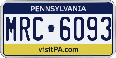 PA license plate MRC6093