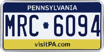 PA license plate MRC6094