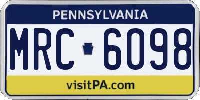 PA license plate MRC6098