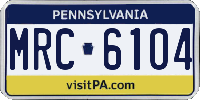 PA license plate MRC6104