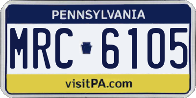 PA license plate MRC6105