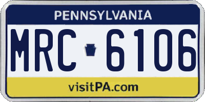 PA license plate MRC6106