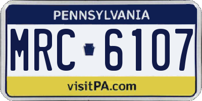 PA license plate MRC6107