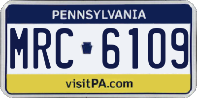 PA license plate MRC6109