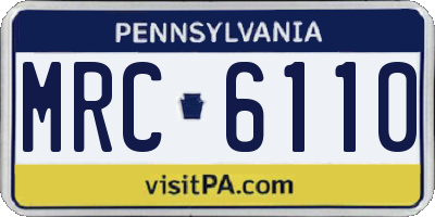 PA license plate MRC6110