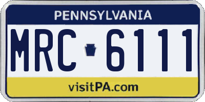 PA license plate MRC6111