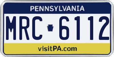 PA license plate MRC6112