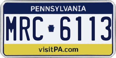 PA license plate MRC6113