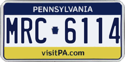 PA license plate MRC6114