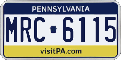PA license plate MRC6115