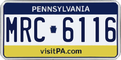 PA license plate MRC6116