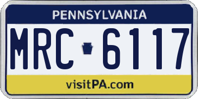 PA license plate MRC6117