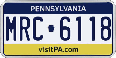 PA license plate MRC6118