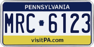 PA license plate MRC6123