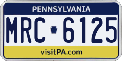 PA license plate MRC6125