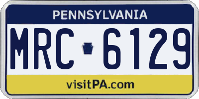PA license plate MRC6129