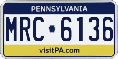 PA license plate MRC6136