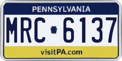 PA license plate MRC6137