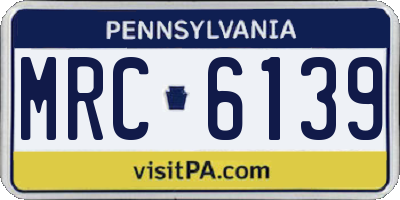 PA license plate MRC6139