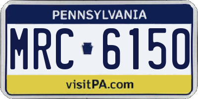 PA license plate MRC6150