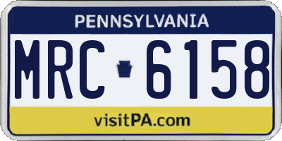 PA license plate MRC6158