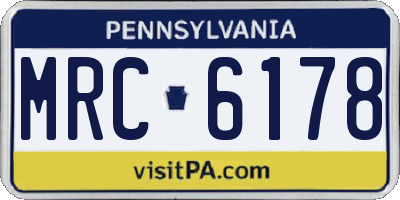 PA license plate MRC6178
