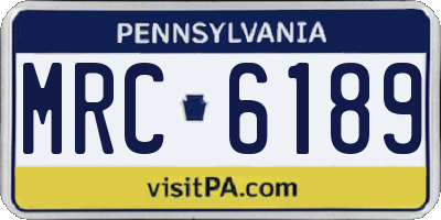 PA license plate MRC6189