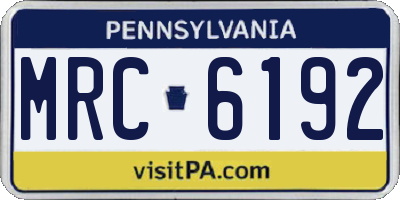 PA license plate MRC6192