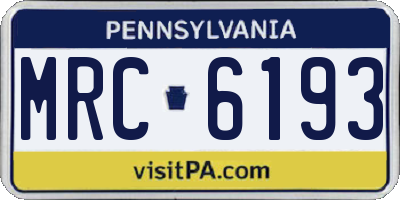 PA license plate MRC6193