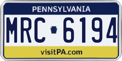 PA license plate MRC6194