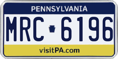 PA license plate MRC6196
