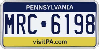PA license plate MRC6198