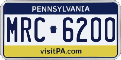 PA license plate MRC6200