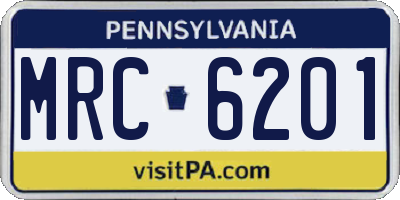 PA license plate MRC6201