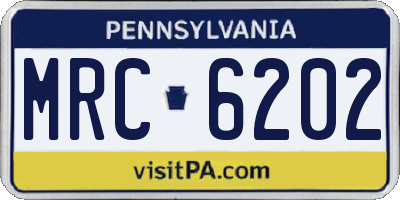 PA license plate MRC6202