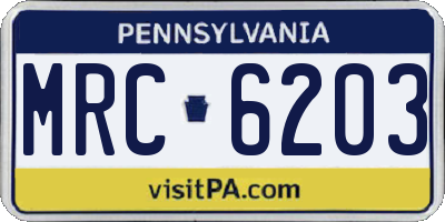 PA license plate MRC6203