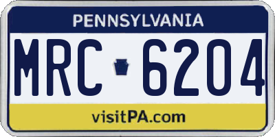 PA license plate MRC6204