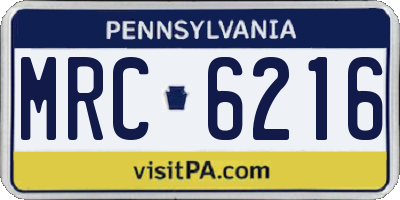 PA license plate MRC6216