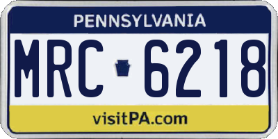 PA license plate MRC6218