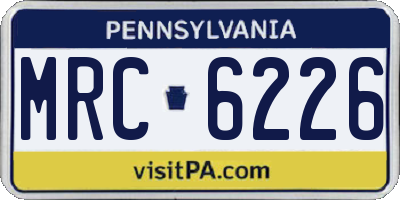 PA license plate MRC6226