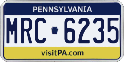PA license plate MRC6235