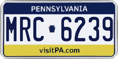PA license plate MRC6239
