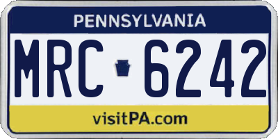 PA license plate MRC6242