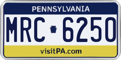 PA license plate MRC6250