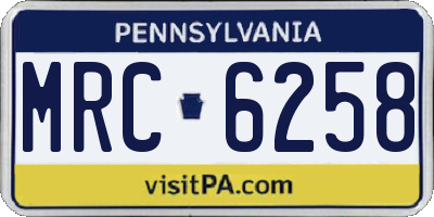 PA license plate MRC6258