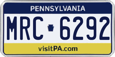 PA license plate MRC6292