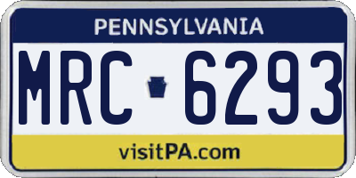 PA license plate MRC6293