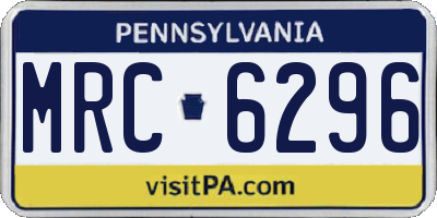 PA license plate MRC6296