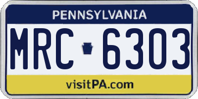 PA license plate MRC6303